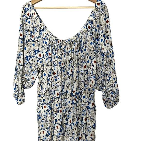Eloquii Drama Sleeve Off Shoulder Floral Jumpsuit